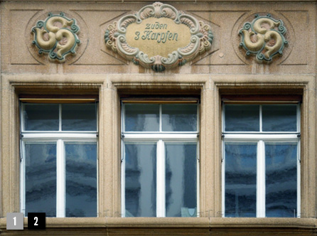 Fassade am alten Fischmarktplatz in Zürich